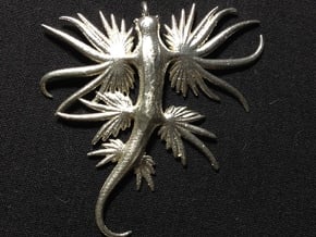 Blue Dragon Pendant head  in Natural Silver