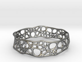 Voronoi Dodecagonal Bracelet in Fine Detail Polished Silver