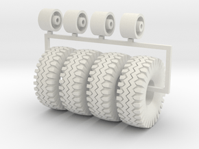1/50 Wagon wheel and big off road tires in White Natural Versatile Plastic