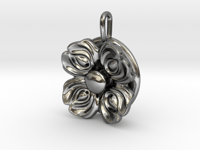 Floral Spinner Pendant in Polished Silver (Interlocking Parts)