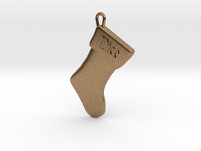 "Nice" Christmas Stocking Pendant in Natural Brass