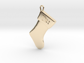 "Nice" Christmas Stocking Pendant in 14K Yellow Gold