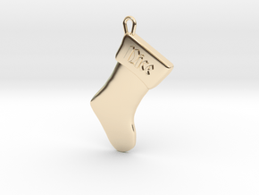 "Nice" Christmas Stocking Pendant in 14k Gold Plated Brass