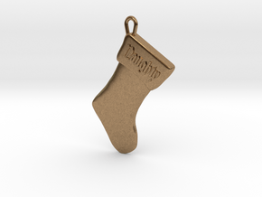 "Naughty" Christmas Stocking Pendant in Natural Brass
