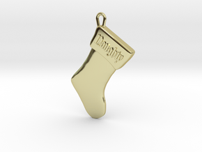 "Naughty" Christmas Stocking Pendant in 18k Gold Plated Brass