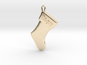 "Naughty" Christmas Stocking Pendant in 14k Gold Plated Brass