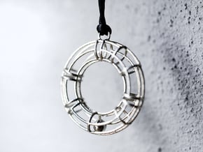 "Salvagente" - doughnut - pendant in Natural Silver (Interlocking Parts)