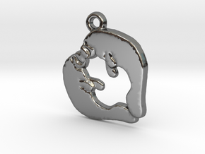 Manatee Heart Necklace in Fine Detail Polished Silver