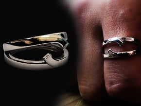Double Ring "Comma" in Rhodium Plated Brass: 8 / 56.75
