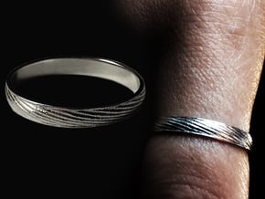 SculptedTwisted Ring in Rhodium Plated Brass