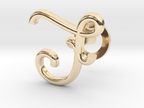Cursive F Cufflink in 14k Gold Plated Brass