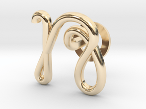 Cursive N Cufflink in 14k Gold Plated Brass