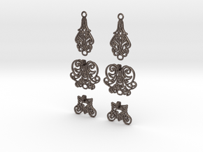 Complex_Earring Pair in Polished Bronzed Silver Steel