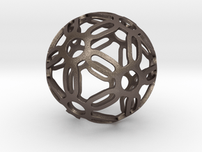 Symmetrical Pattern Sphere in Polished Bronzed Silver Steel: Medium