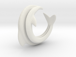 Dolphin Abstract Ring, size 5. Smooth Elegance. in White Natural Versatile Plastic