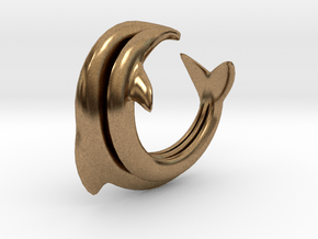 Dolphin Abstract Ring, size 5. Smooth Elegance. in Natural Brass