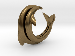 Dolphin Abstract Ring, size 5. Smooth Elegance. in Natural Bronze