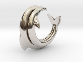Dolphin Abstract Ring, size 5. Smooth Elegance. in Platinum