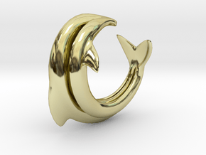 Dolphin Abstract Ring, size 5. Smooth Elegance. in 18k Gold Plated Brass
