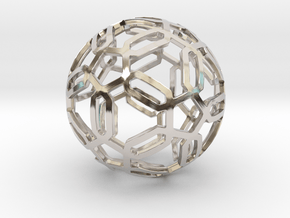 Pentagon Pattern Sphere in Rhodium Plated Brass: Medium