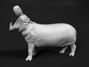Hippopotamus 1:120 Male with Open Mouth in Tan Fine Detail Plastic