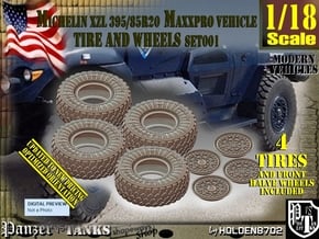 1/18 MaxxPro Mich XZL 395-85R20 Tire-Wheel Set001 in White Natural Versatile Plastic