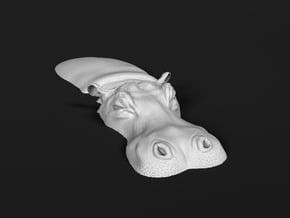 Hippopotamus 1:87 Lying in Water 6 in Tan Fine Detail Plastic