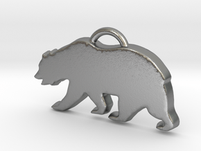 California Bear Pendant in Natural Silver