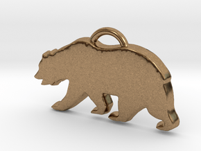 California Bear Pendant in Natural Brass