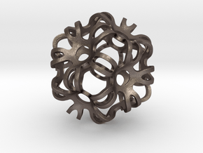 Outward Deformed Symmetrical Sphere in Polished Bronzed Silver Steel