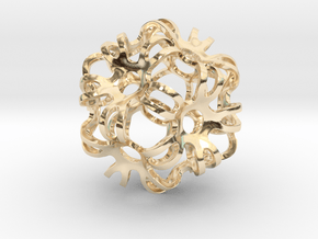 Outward Deformed Symmetrical Sphere in 14k Gold Plated Brass