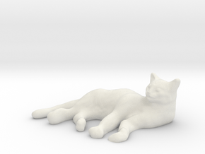 1/24 Sleeping Cat in White Natural Versatile Plastic