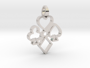 Heart Club Diamond Spade [pendant] in Rhodium Plated Brass