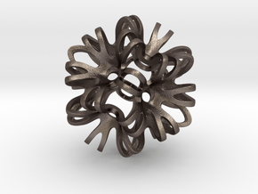 Outward Deformed Symmetrical Sphere Version 2 in Polished Bronzed Silver Steel: Medium