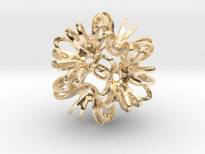 Outward Deformed Symmetrical Sphere Version 2 in 14k Gold Plated Brass: Medium