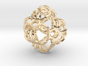 Symmetrically Deformed Cuboid in 14k Gold Plated Brass: Medium