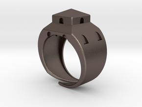 Anello LB in Polished Bronzed Silver Steel