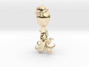Derby The Octopus in a Bowler Hat Pendant in 14K Yellow Gold