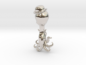 Derby The Octopus in a Bowler Hat Pendant in Platinum