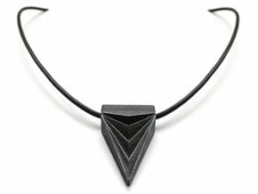 Unisex Futuristic Triangle Arrowhead Pendant in Polished and Bronzed Black Steel