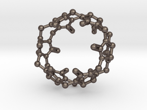 Cucurbituril CB[6] Molecule Keychain Pendant in Polished Bronzed Silver Steel