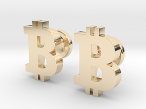 Bitcoin Cufflinks in 14k Gold Plated Brass