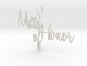 Maid of Honor Heart Pendant in White Natural Versatile Plastic