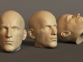 Generic Male Head 1/6 scale figure  - Variant 06 in White Natural Versatile Plastic: Small