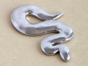 Snake Pendant - silver in Polished Bronzed Silver Steel