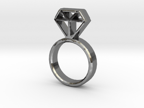 Diamond Ring in Fine Detail Polished Silver