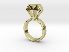 Diamond Ring in 18k Gold Plated Brass