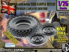 1/25 Land Ro XCL 750x16 Tire and Wh Sample Set102 in Tan Fine Detail Plastic