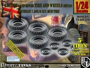1/24 Land Rover XCL 750x16 Tire and wheels Set101 in Tan Fine Detail Plastic