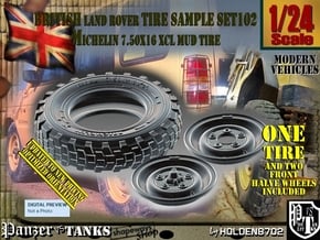 1/24 Land Ro XCL 750x16 Tire and Wh Sample Set102 in Smooth Fine Detail Plastic